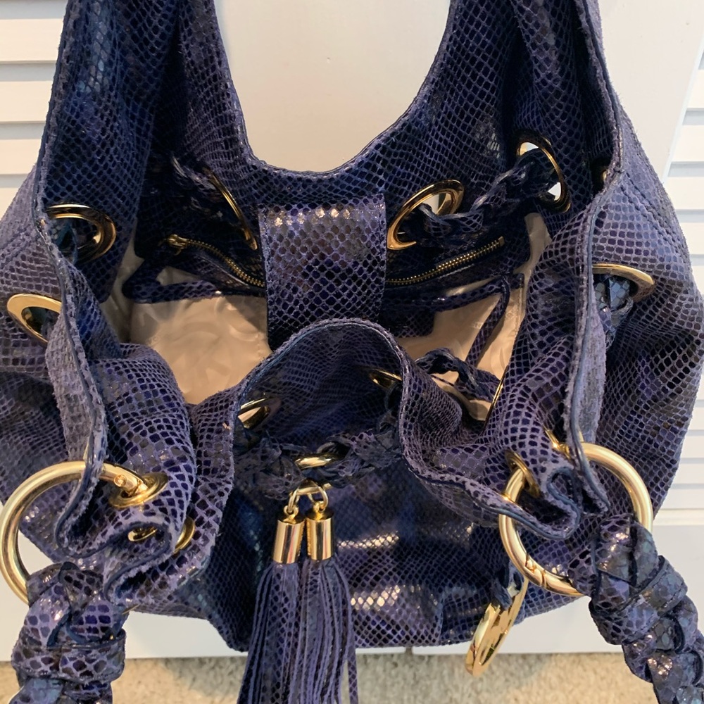 Michael Kors Python-Embossed Leather Tassel Hobo - Picture 5 of 13